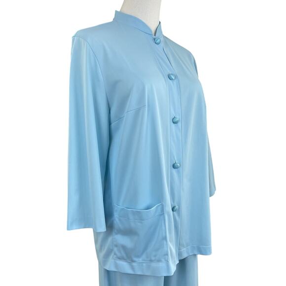 Vintage 60s Hollywood Vassarette Blue Nylon Pajama Lounge Set Women’s Size M - Picture 3 of 12